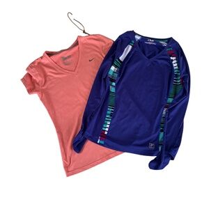 Nike dry fit and Fila athletic tops, size small